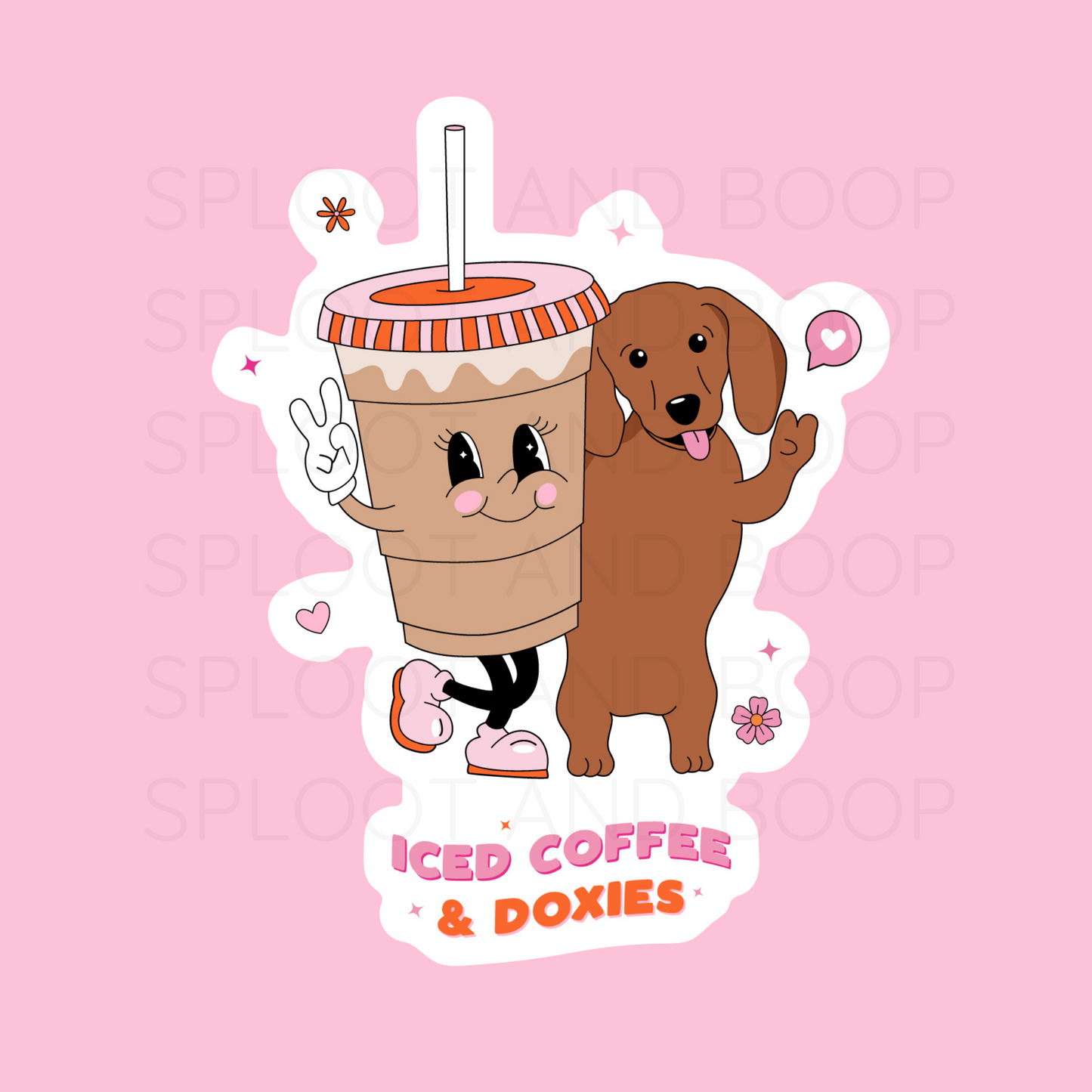 Iced Coffee & Doxies sticker