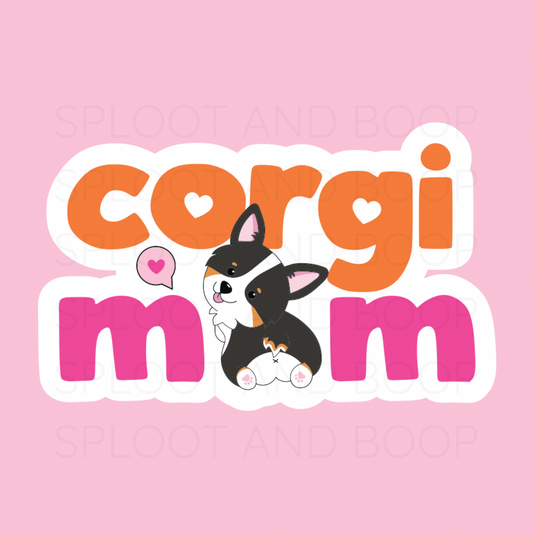 Corgi Mom sticker (black tri)