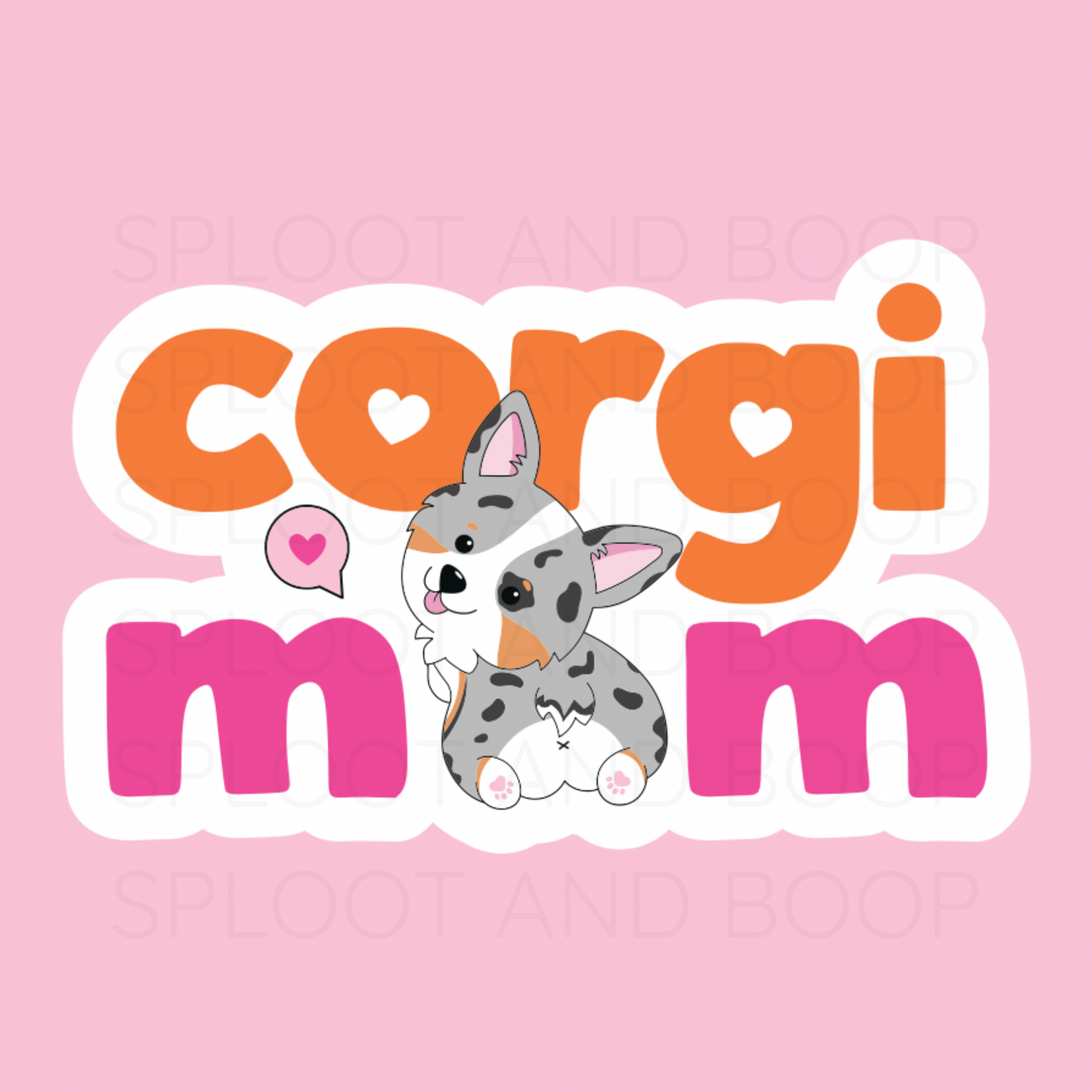 Corgi Mom sticker (merle)