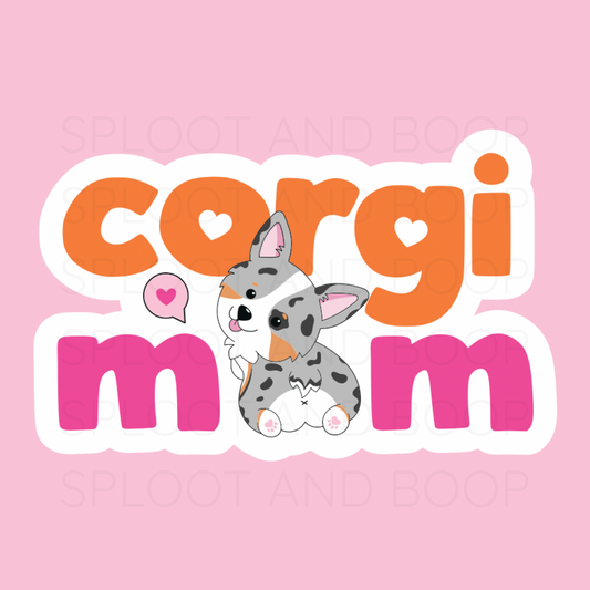 Corgi Mom sticker (merle)