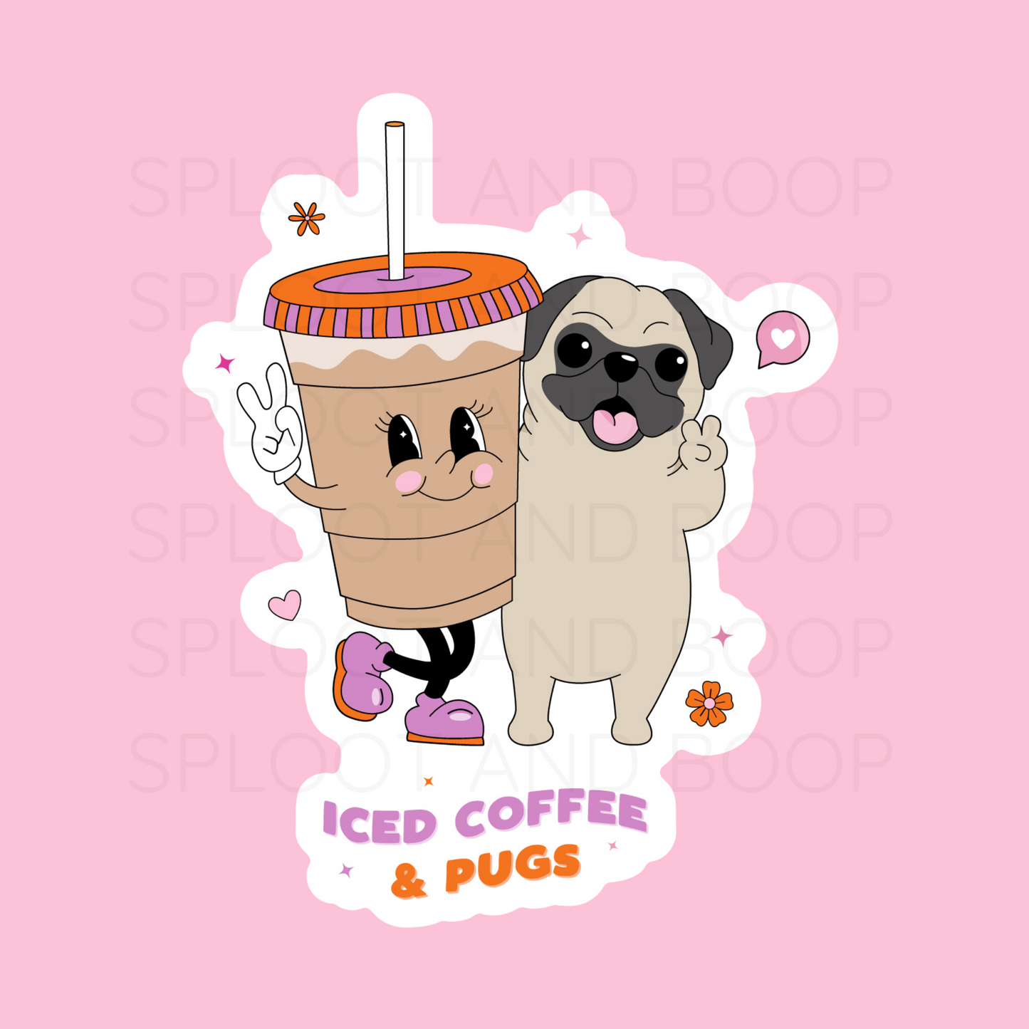 Iced Coffee & Pugs sticker