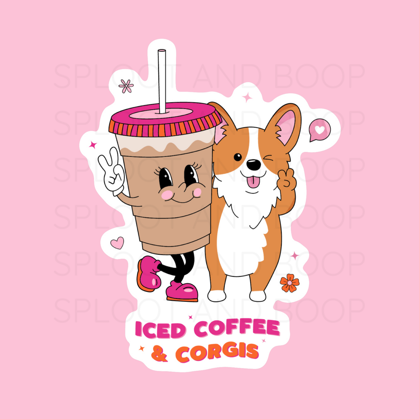 Iced Coffee & Corgis sticker