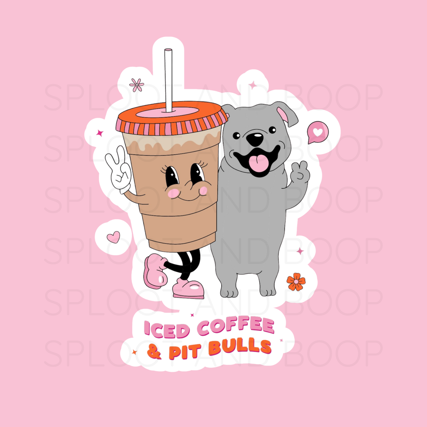 Iced Coffee & Pitbulls sticker